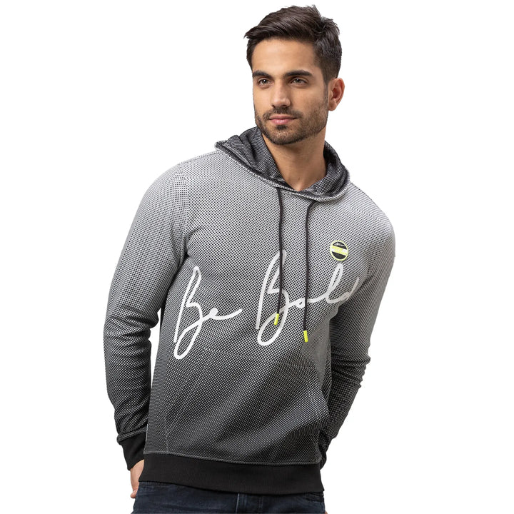 Grey Regular Fit  Long Sleeves Cotton Men's Hoodie