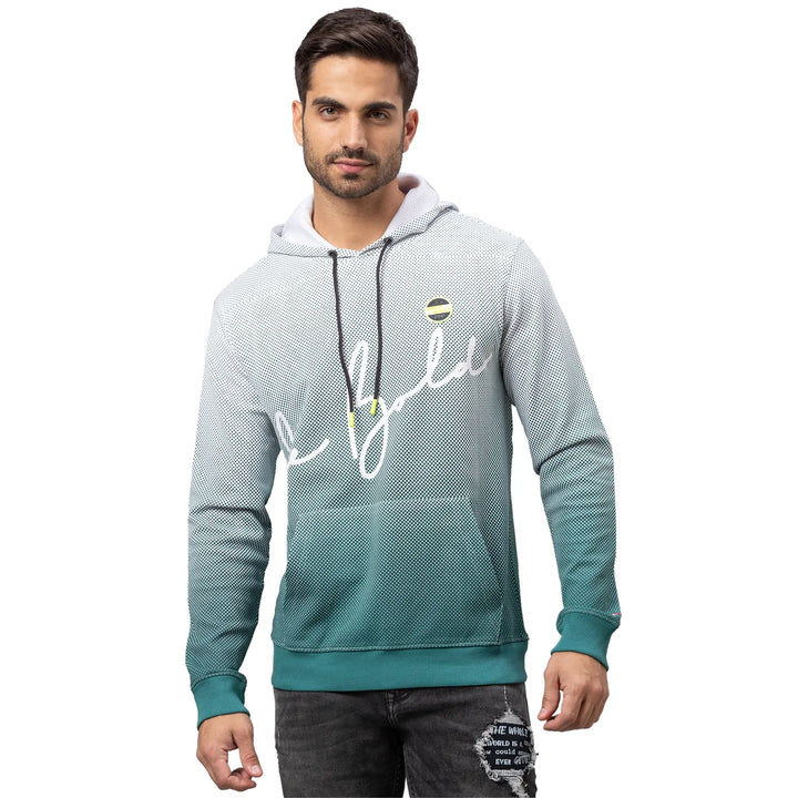 White Regular Fit  Long Sleeves Cotton Men's Hoodie