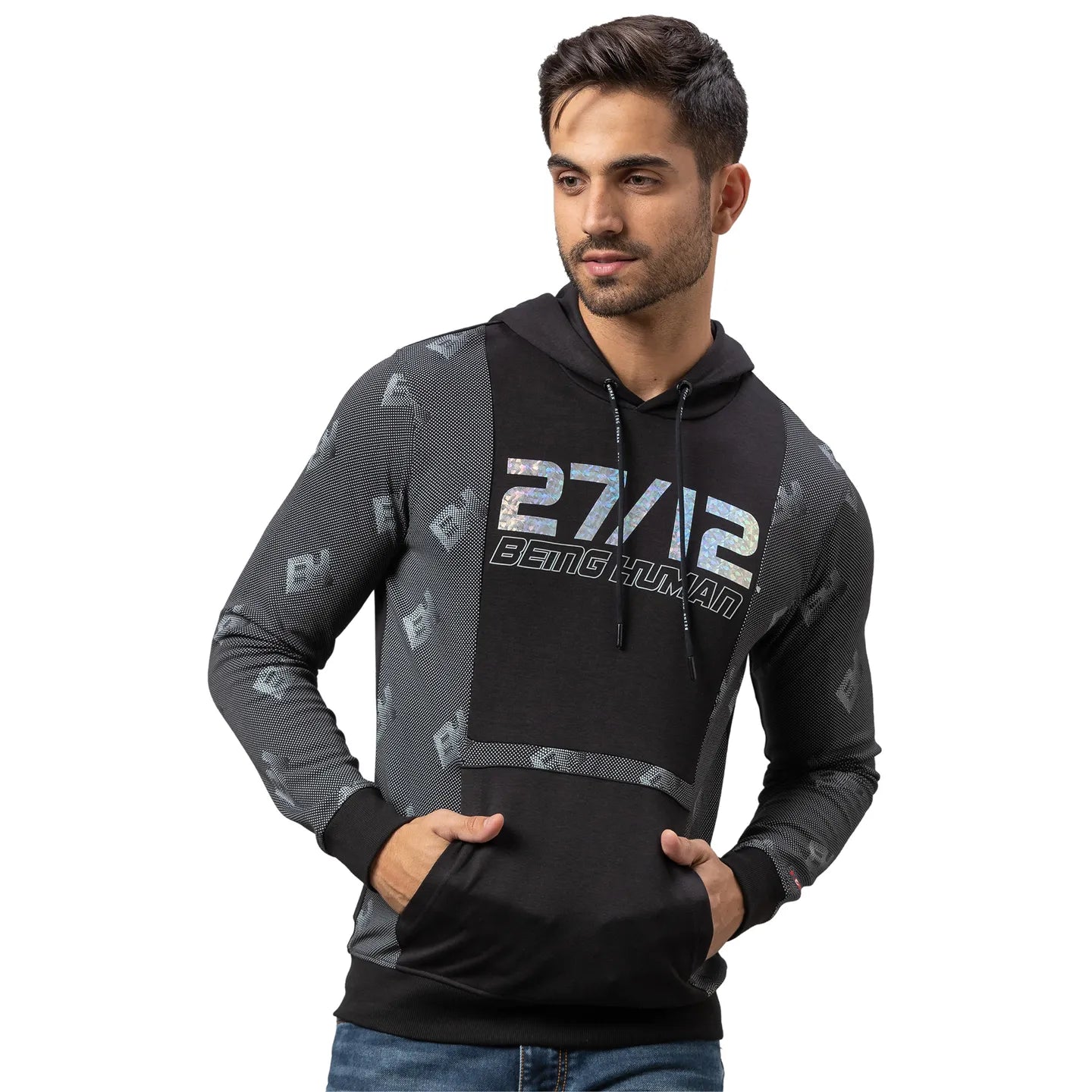 Being Human Clothing Men Regular Fit Hooded Hoody-Black