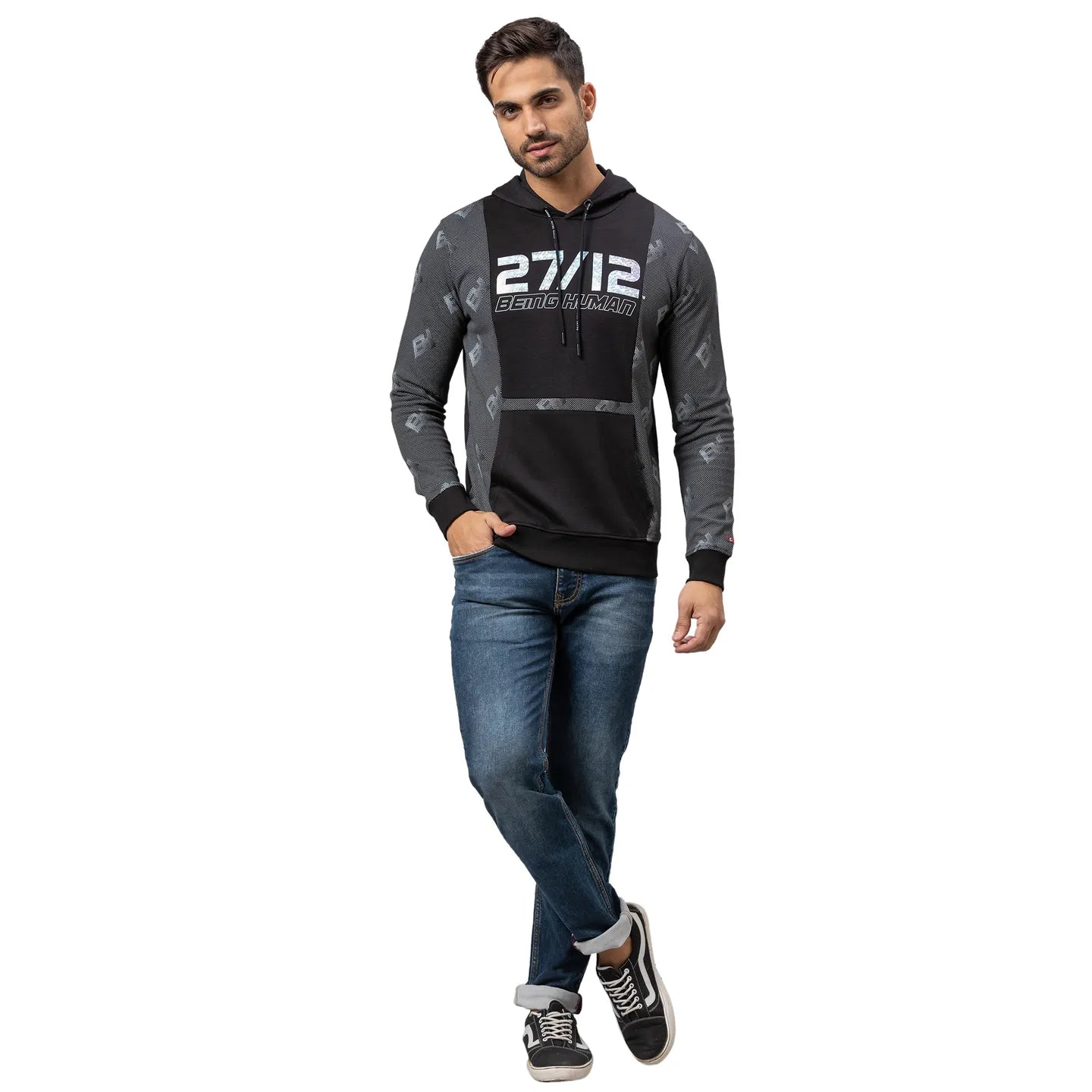 Being Human Clothing Men Regular Fit Hooded Hoody-Black