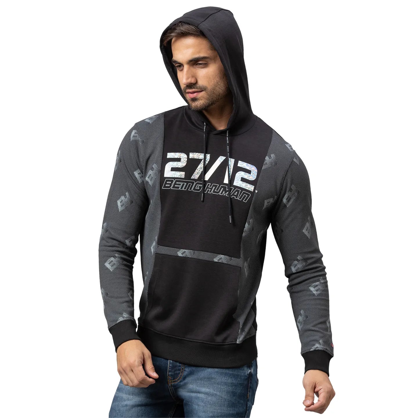 Being Human Clothing Men Regular Fit Hooded Hoody-Black