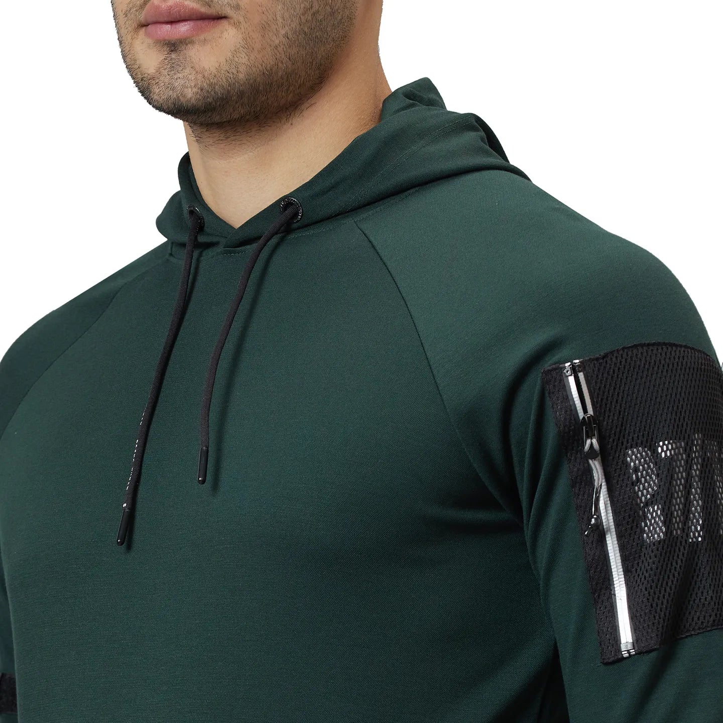 Green Regular Fit  Long Sleeves Rayon And Nylon Men's Hoodie by Being Human Clothing