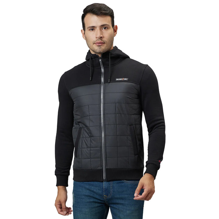 Black Regular Fit  Long Sleeves Cotton Men's Hoodie
