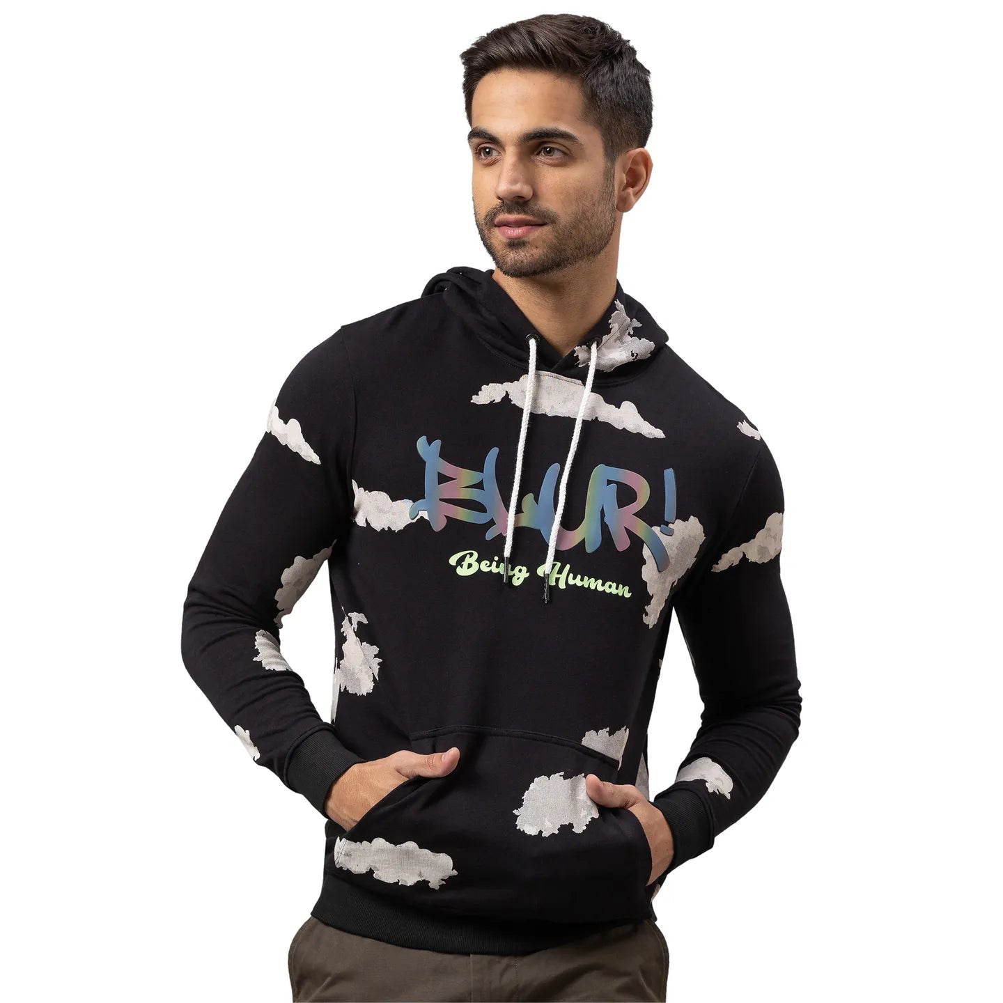 Being Human Clothing Men Regular Fit Hooded Hoody-Black