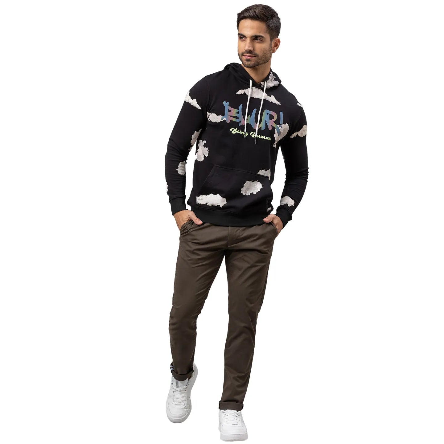 Being Human Clothing Men Regular Fit Hooded Hoody-Black