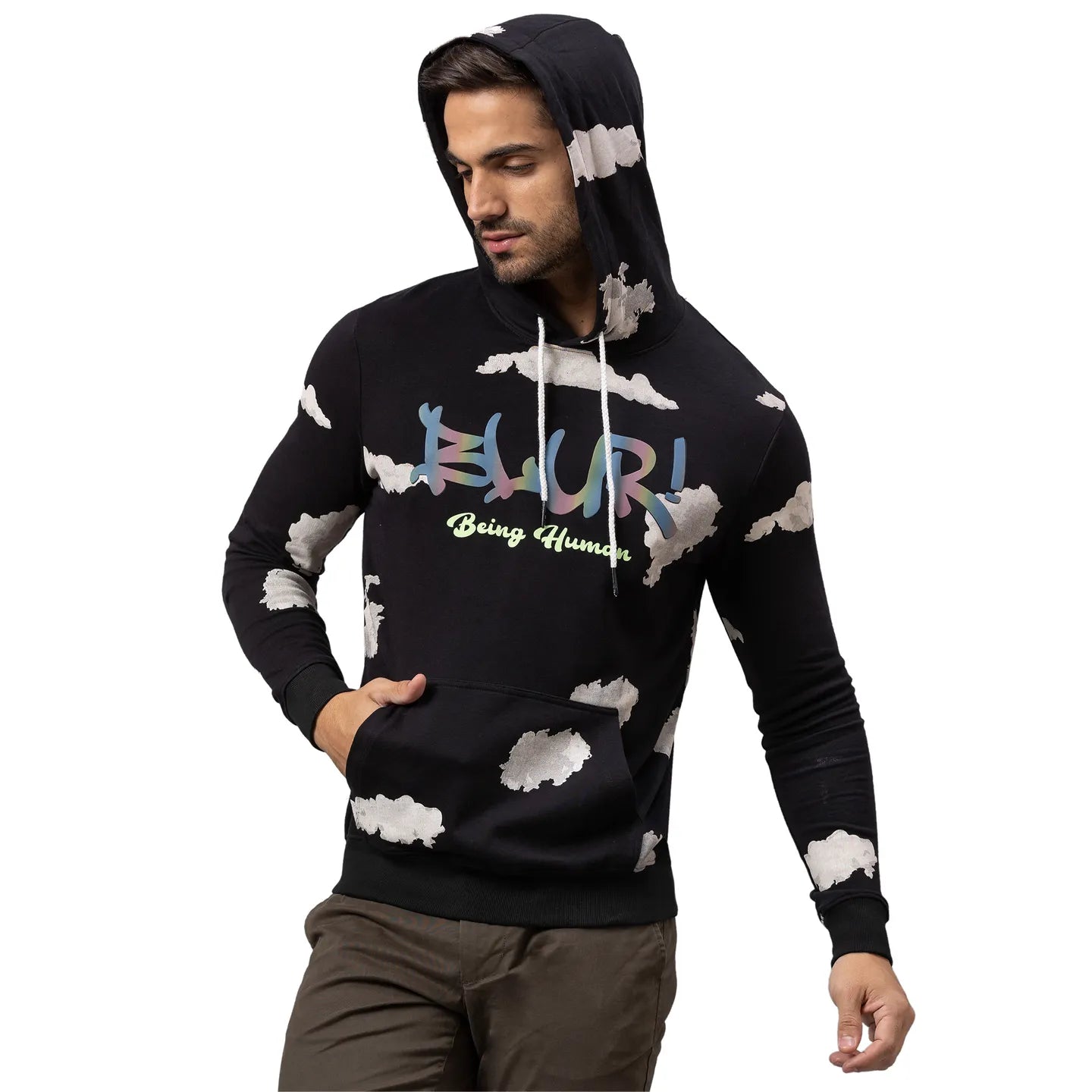 Being Human Clothing Men Regular Fit Hooded Hoody-Black