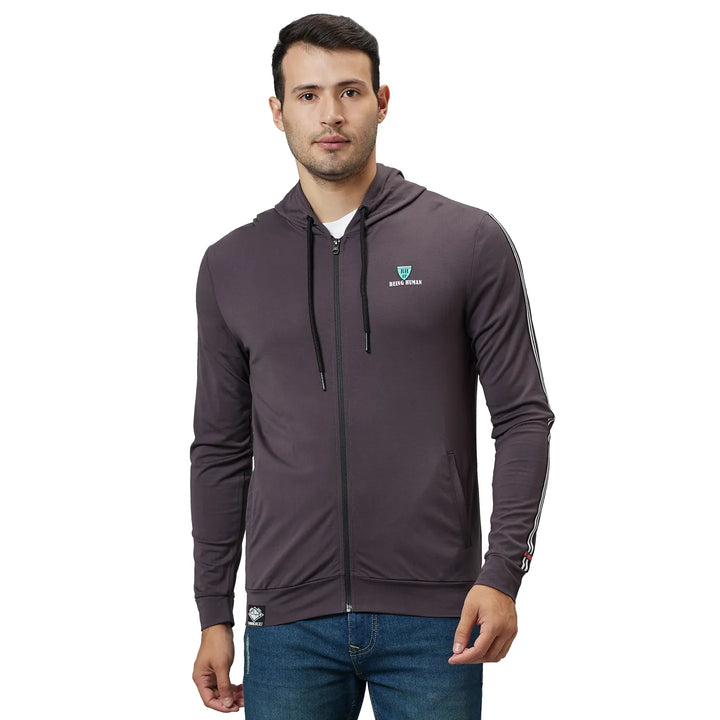 Grey Regular Fit Men's Hoodie by Being Human Clothing