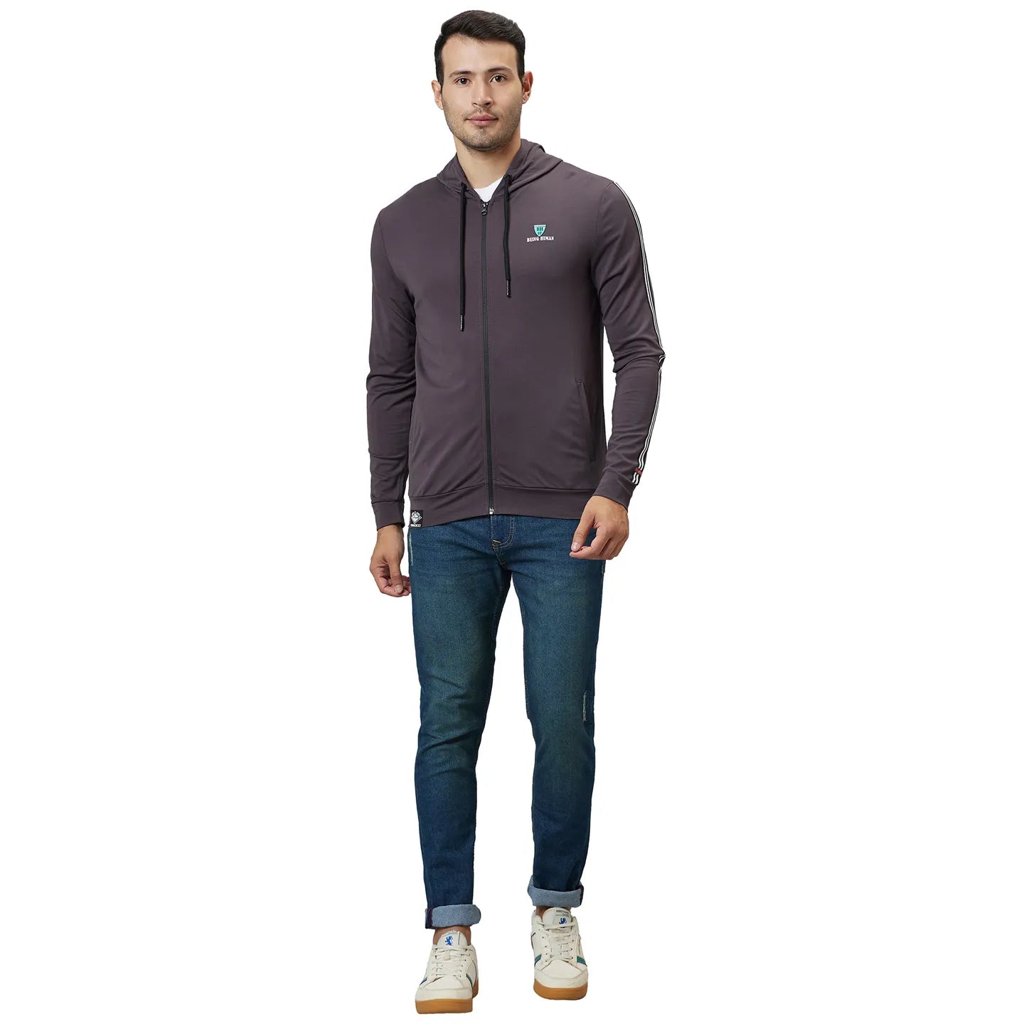 Being Human Clothing Men Regular Fit Hooded Hoody-Dark Grey