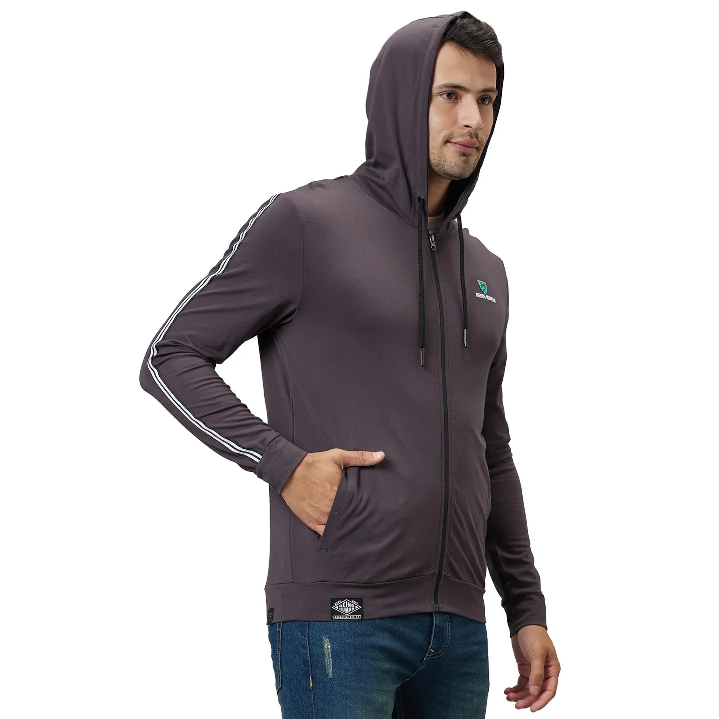 Being Human Clothing Men Regular Fit Hooded Hoody-Dark Grey