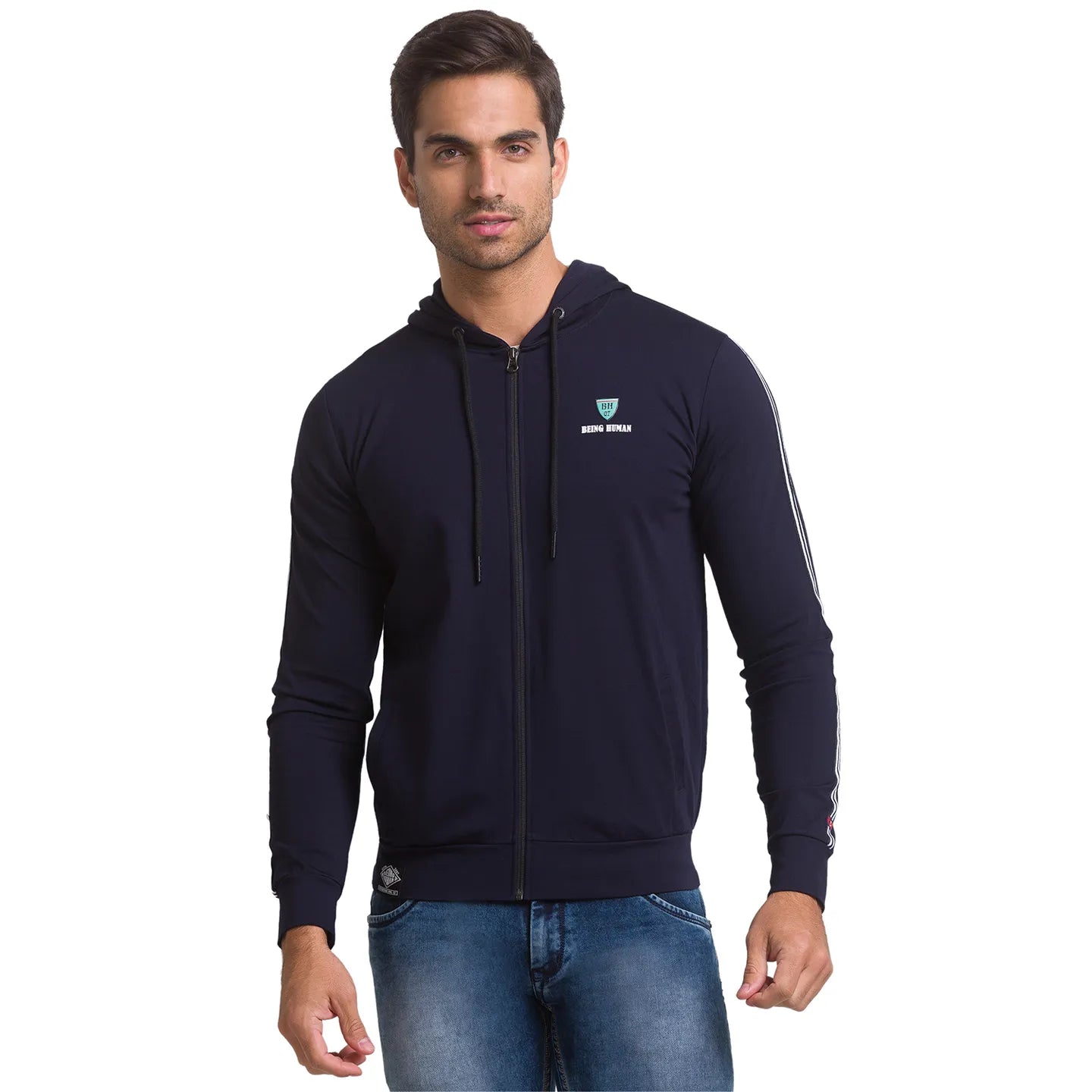 Being Human Clothing Men Regular Fit Hooded Hoody-Navy