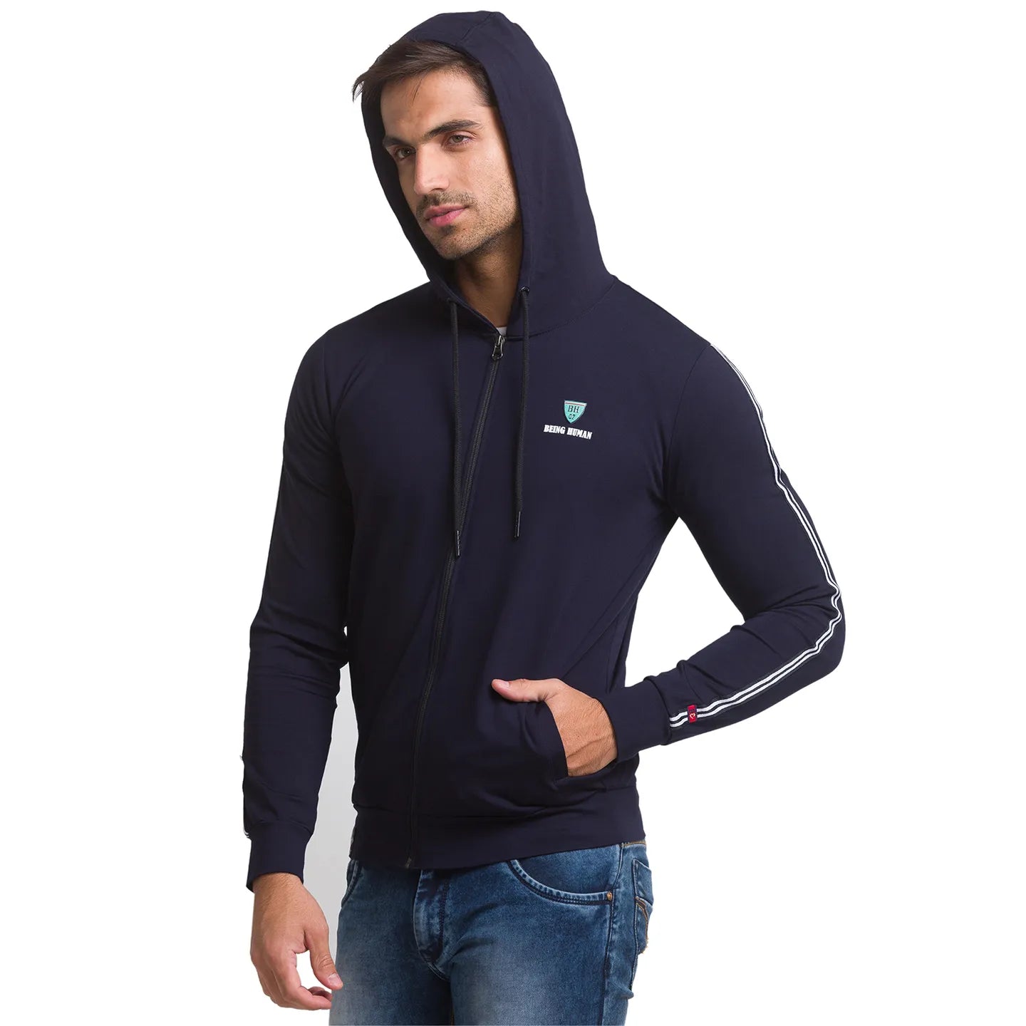 Being Human Clothing Men Regular Fit Hooded Hoody-Navy