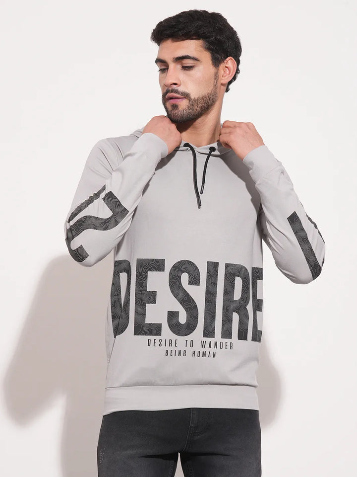 Light Grey Regular Fit Men's Hoodie