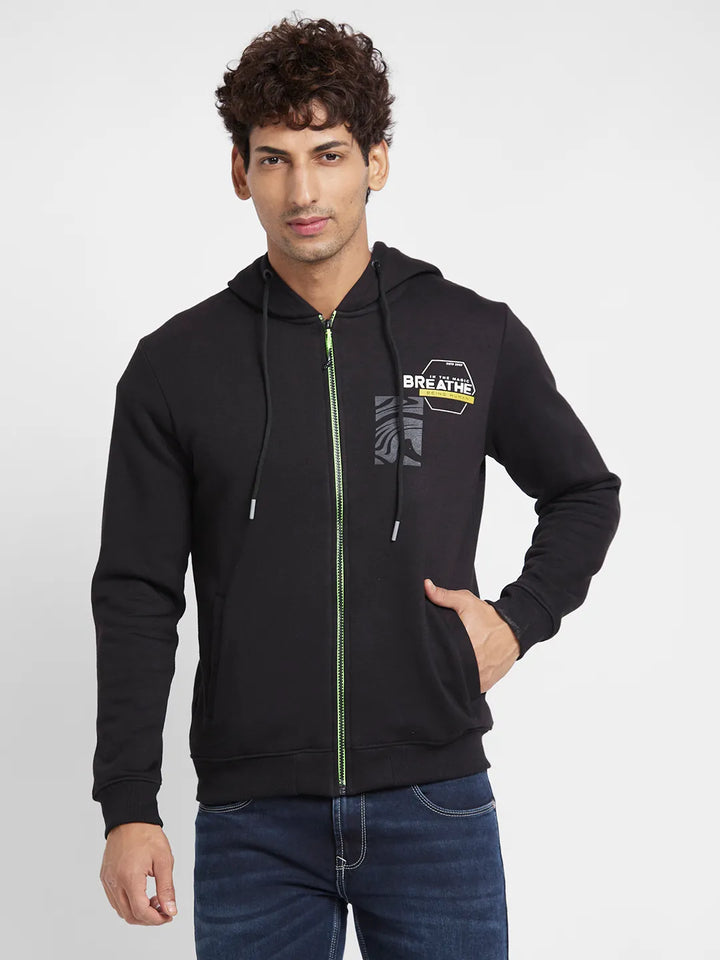 Black Regular Fit Hoodie by Being Human Clothing