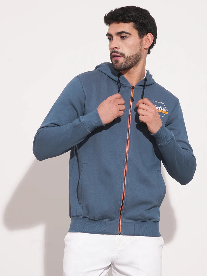 Cobalt Blue Regular Fit Men's Hoodie