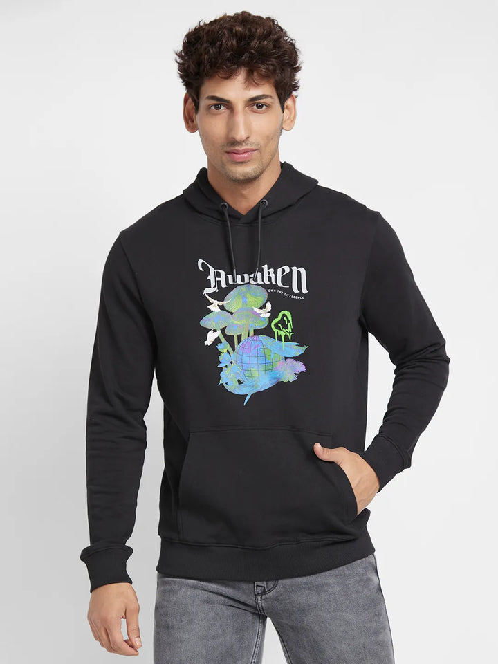 Black Regular Fit Hoodie by Being Human Clothing