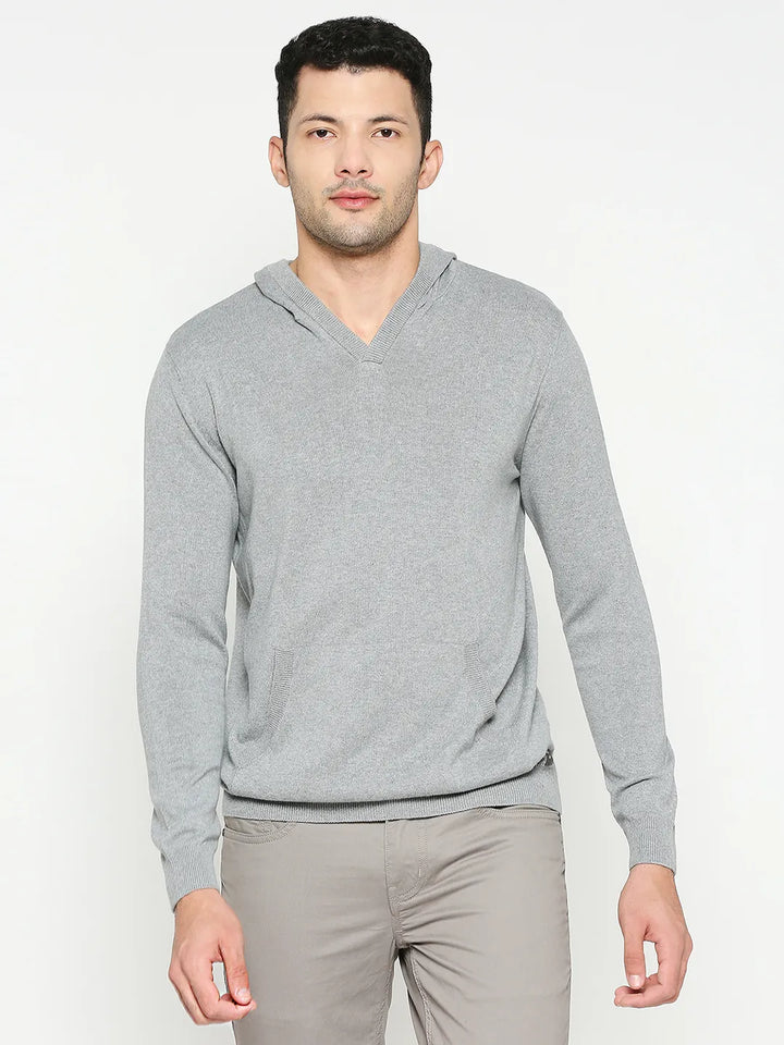 Grey Regular Fit Men's Hoodie