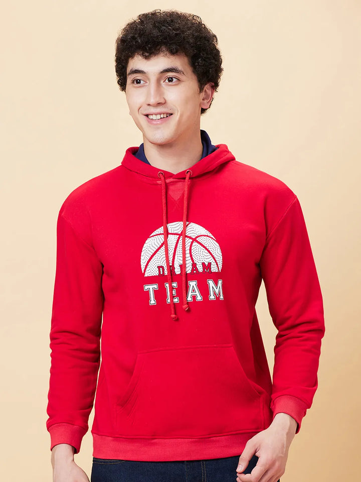 Red Regular Fit  Long Sleeves Men's Hoodie by Being Human Clothing