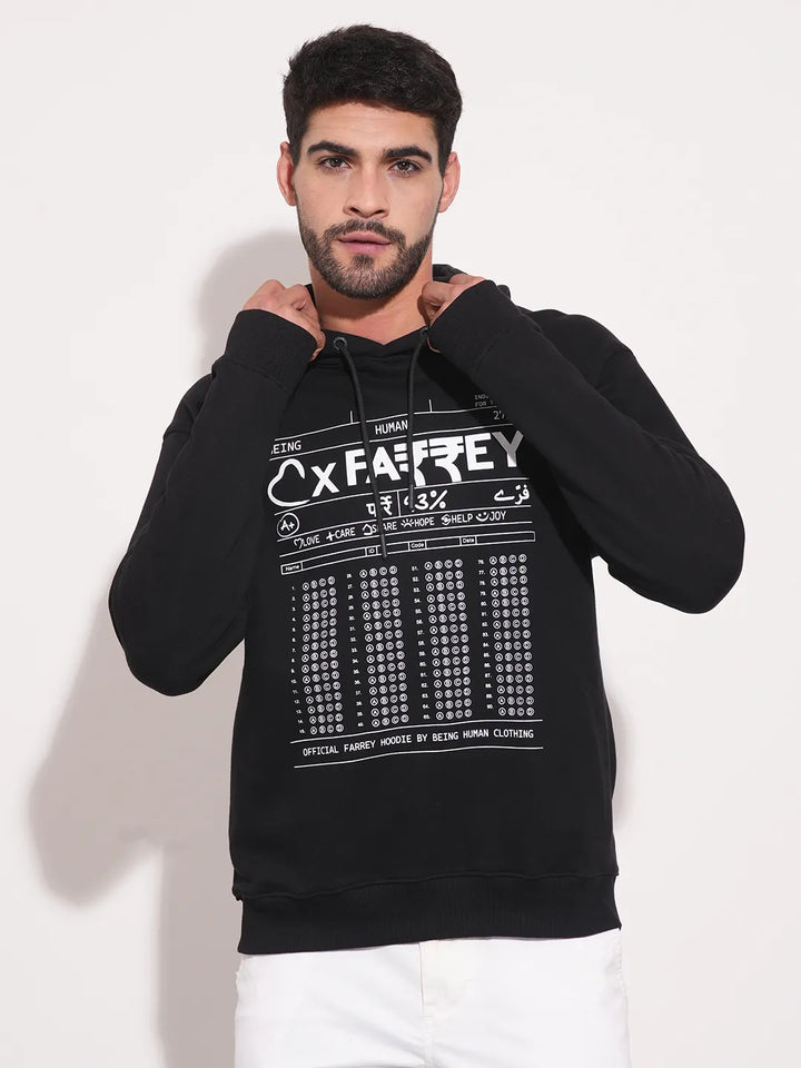 Black Regular Fit  Long Sleeves Men's Hoodie