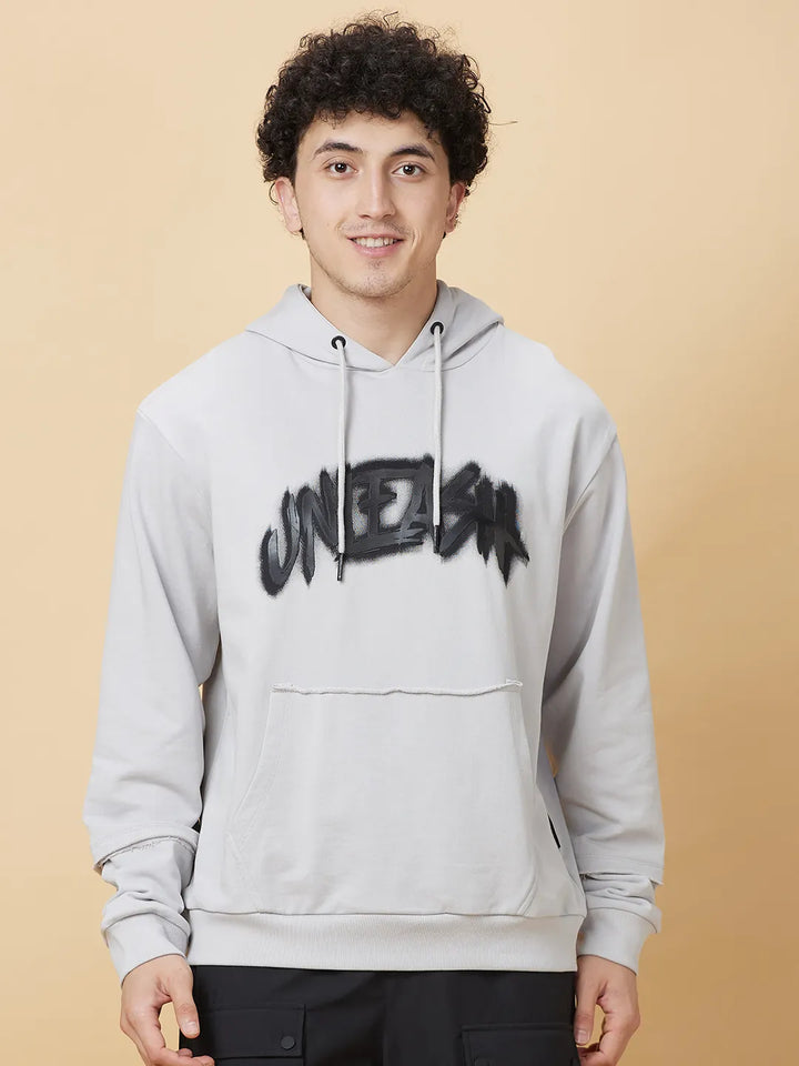Grey Regular Fit Round Neck Men's Hoodie by Being Human Clothing