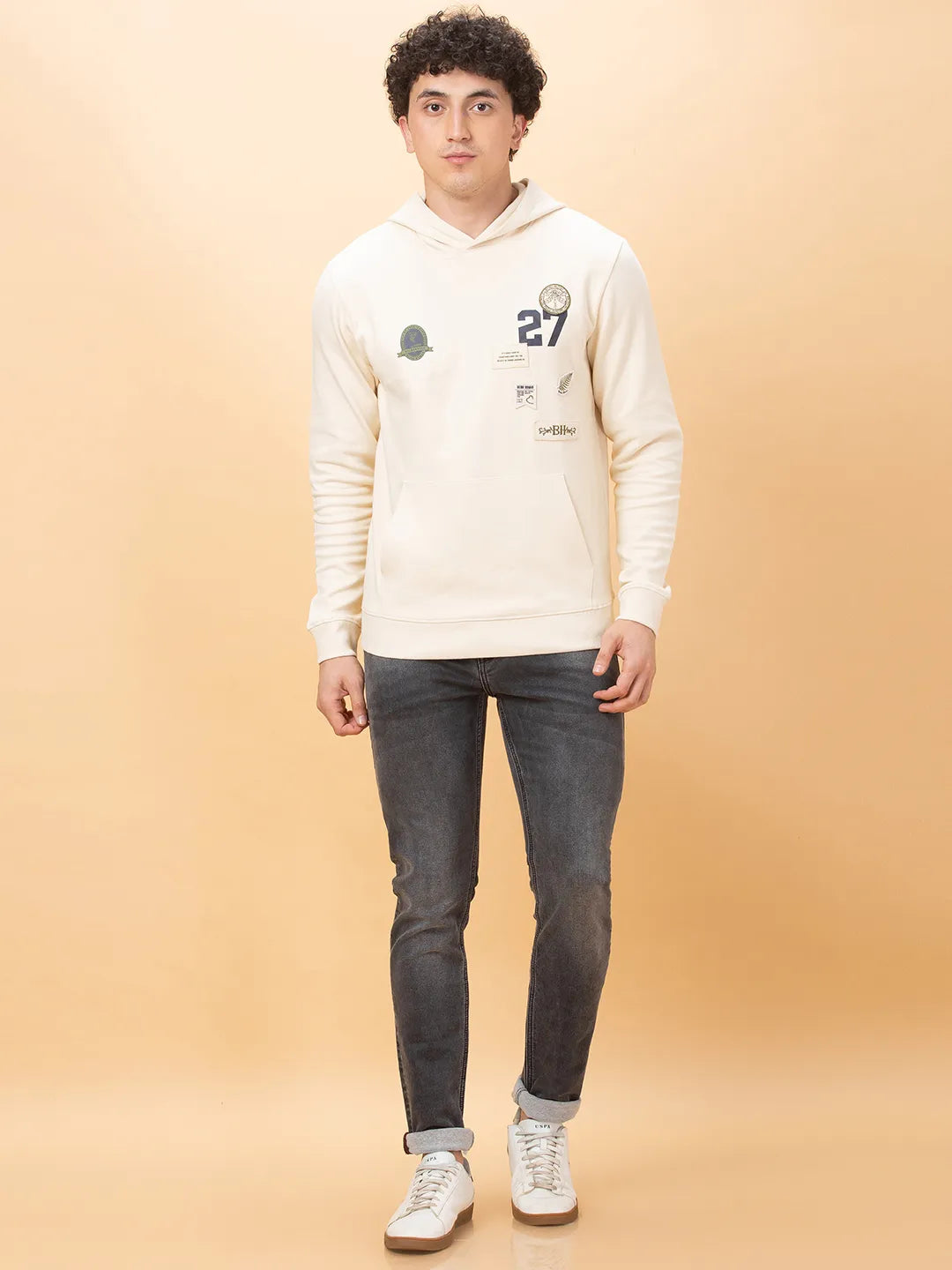 Being Human Clothing Mens-Top Hoody Chalk