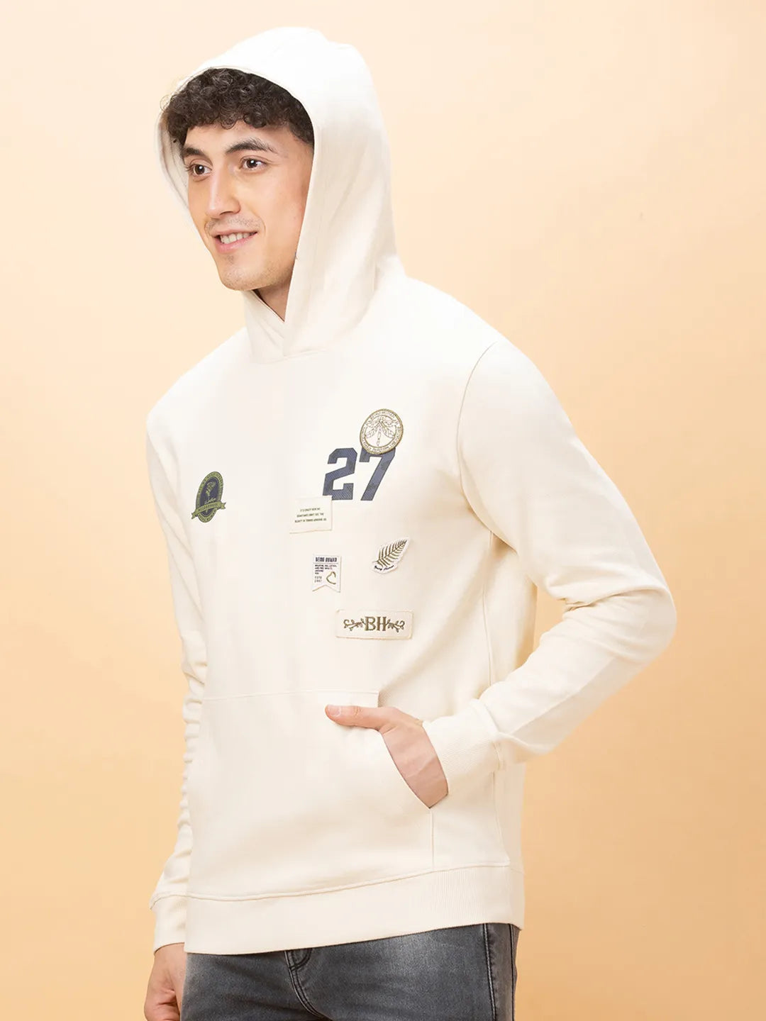 Being Human Clothing Mens-Top Hoody Chalk