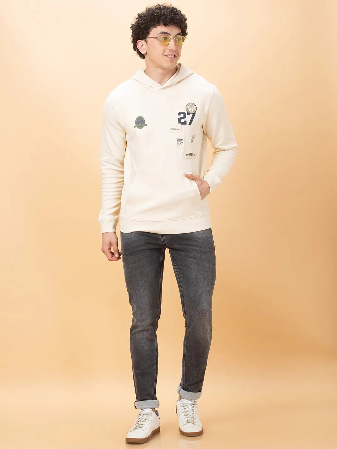 Being Human Clothing Mens-Top Hoody Chalk