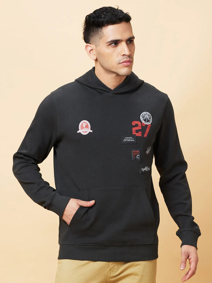 Grey Regular Fit Round Neck Men's Hoodie by Being Human Clothing