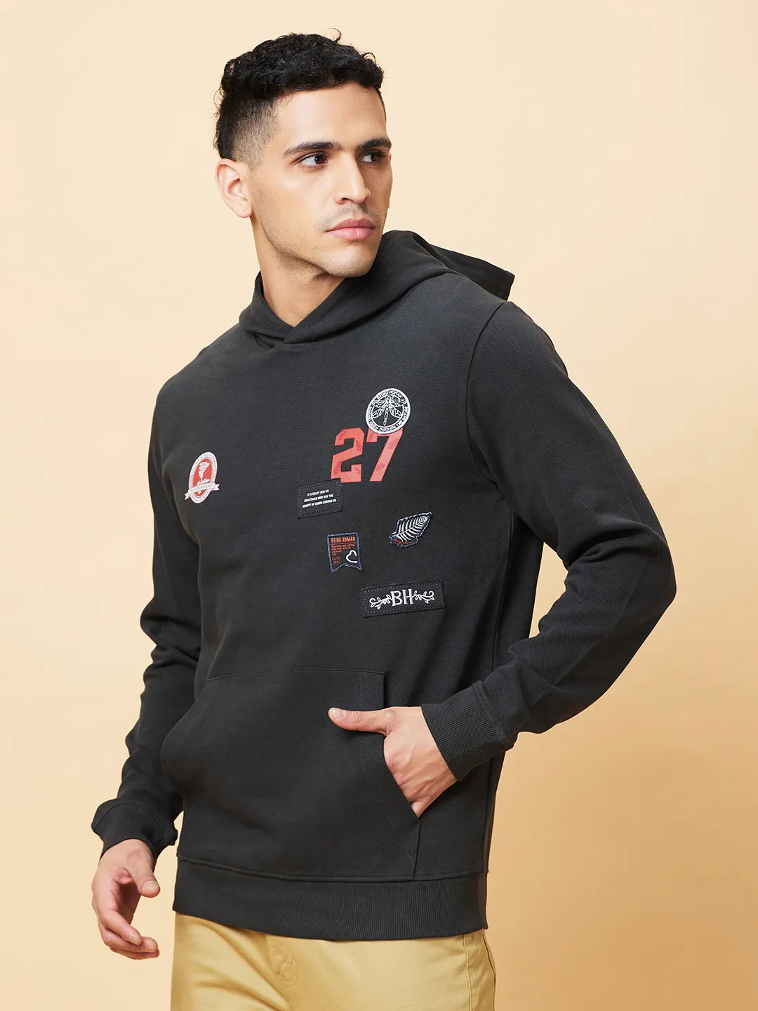 Being Human Clothing Mens-Top Hoody Charcoal