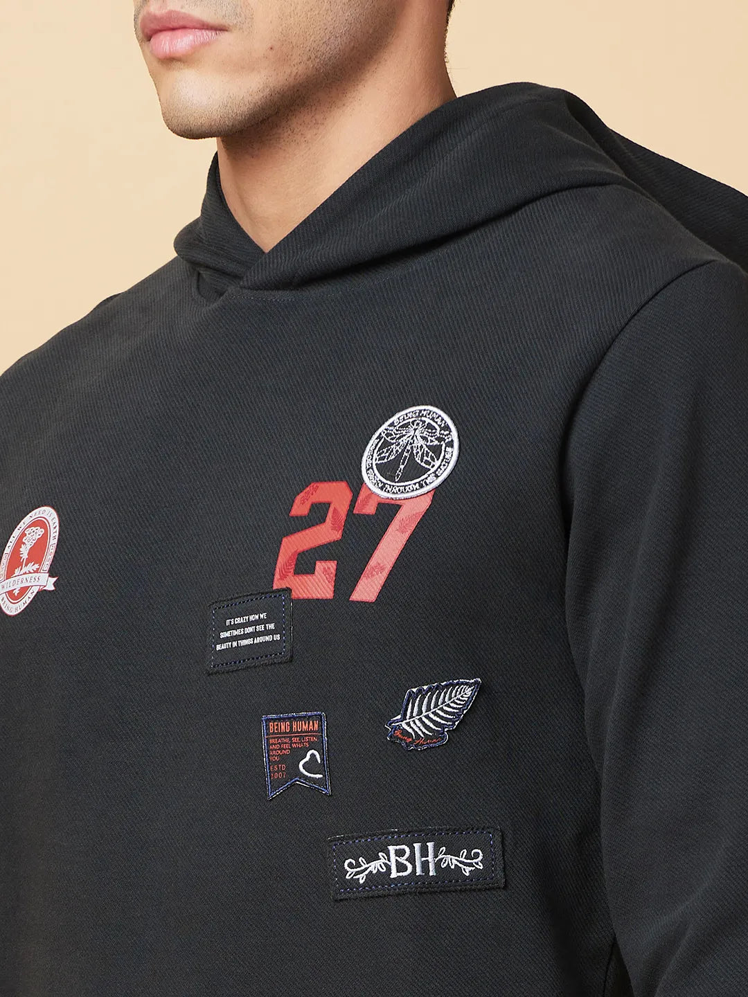 Being Human Clothing Mens-Top Hoody Charcoal