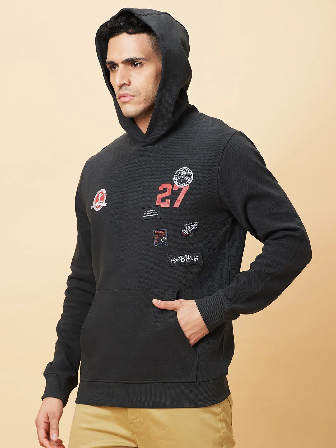 Being Human Clothing Mens-Top Hoody Charcoal