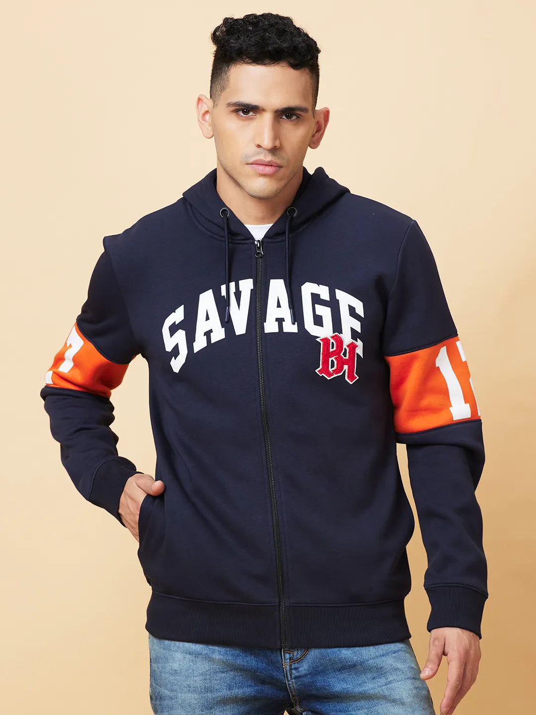 Being Human Clothing Mens-Top Hoody Navy