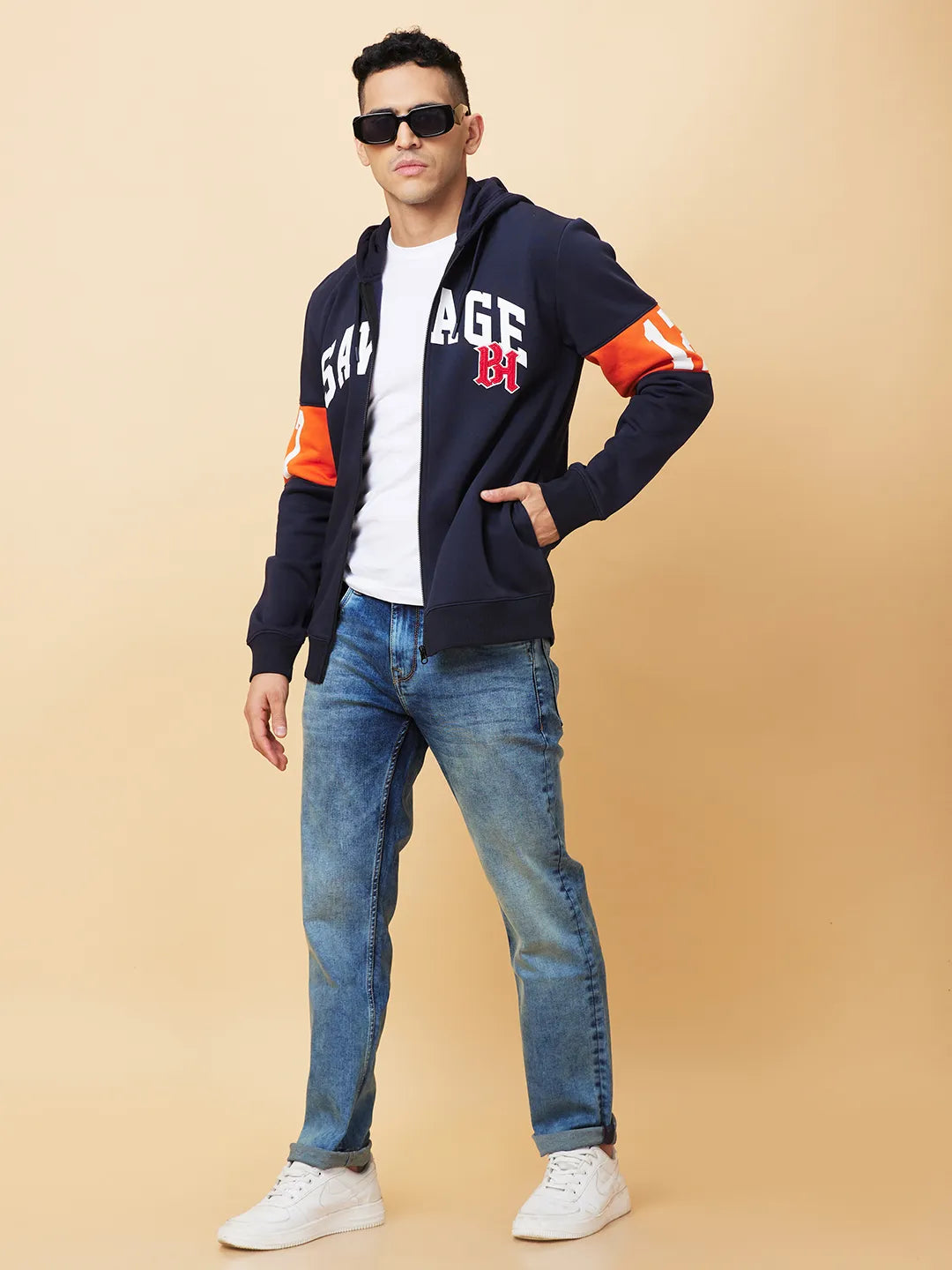 Being Human Clothing Mens-Top Hoody Navy