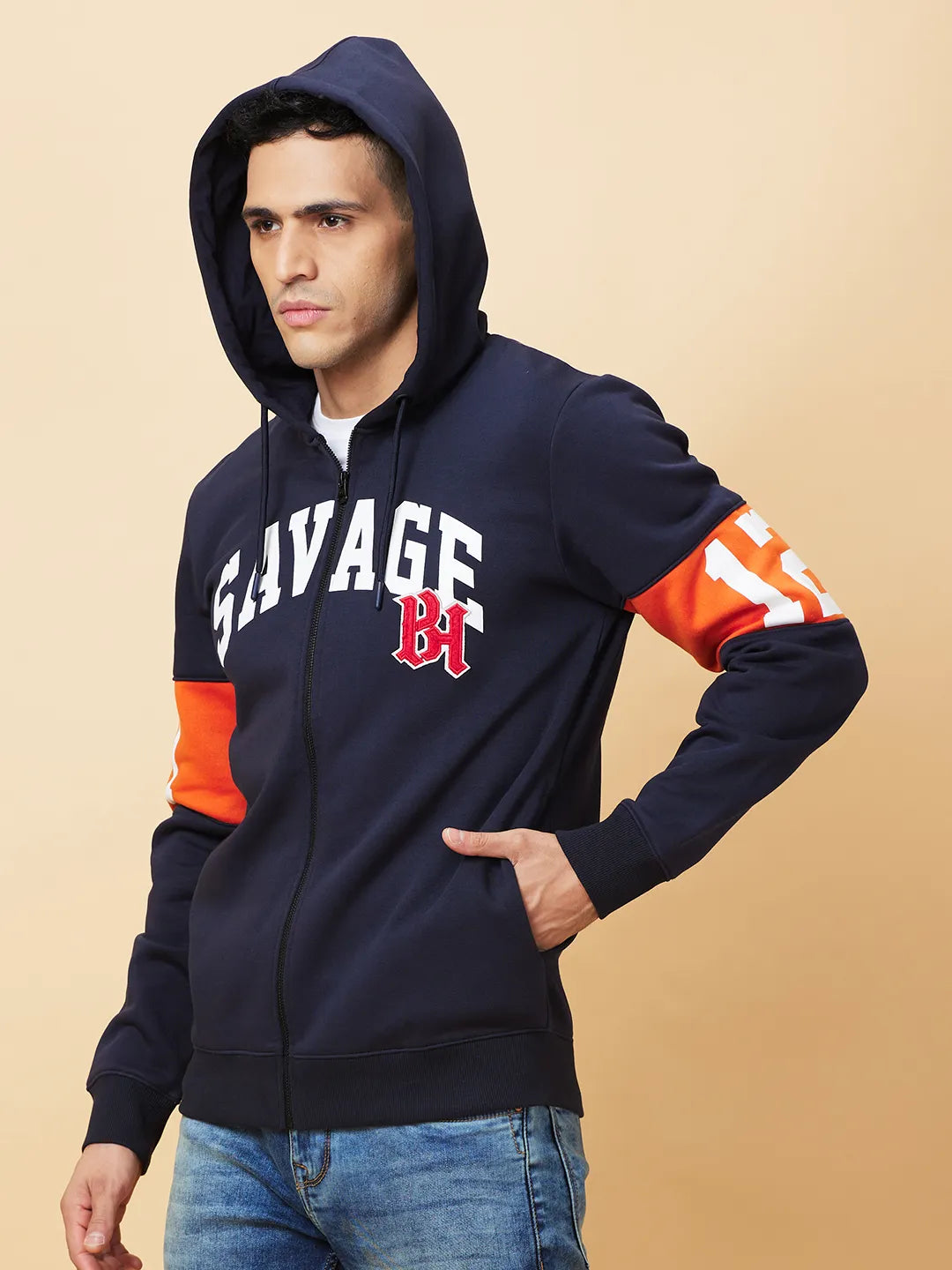 Being Human Clothing Mens-Top Hoody Navy