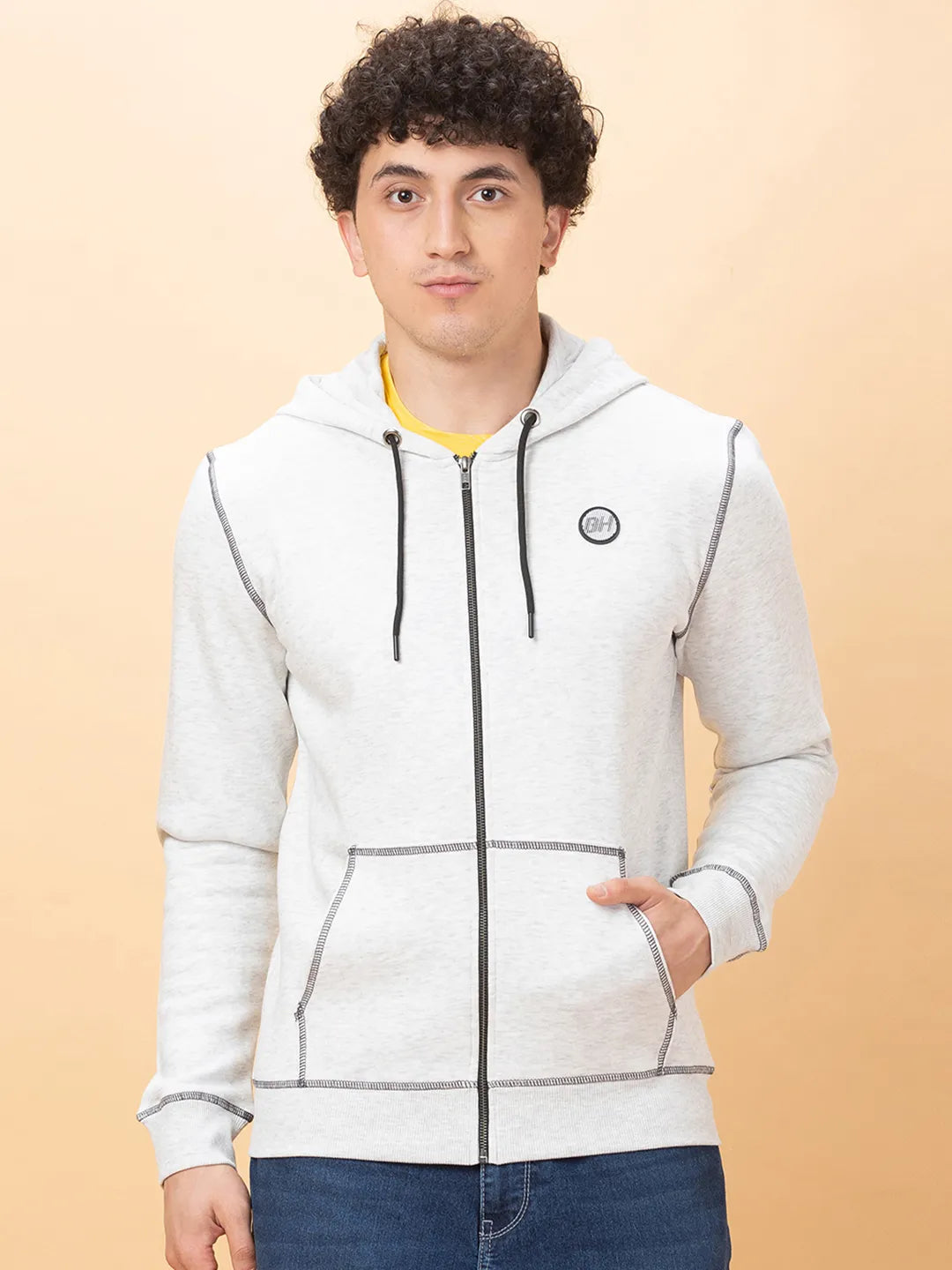Being Human Clothing Mens-Top Hoody Ecru Mel