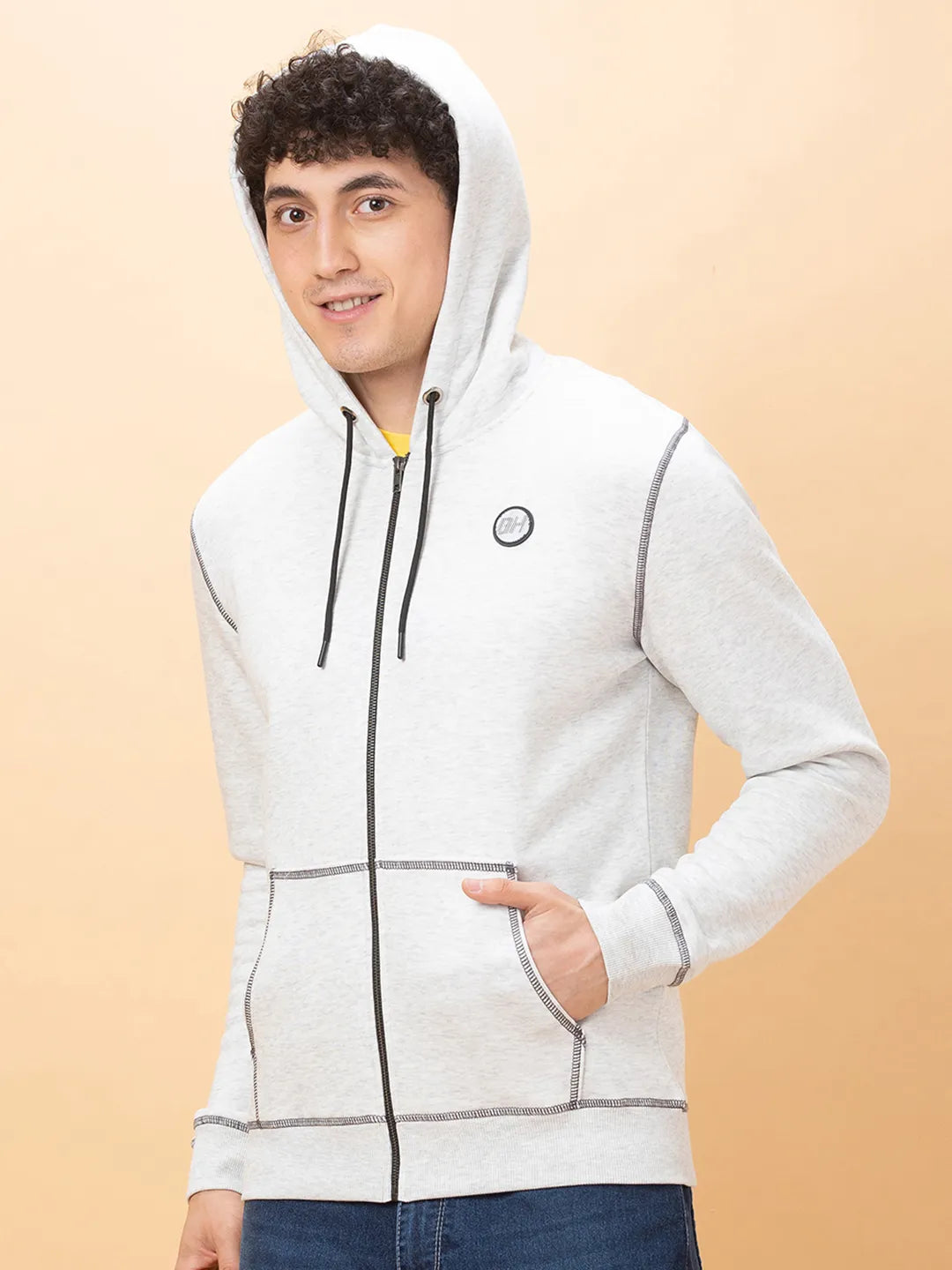 Being Human Clothing Mens-Top Hoody Ecru Mel