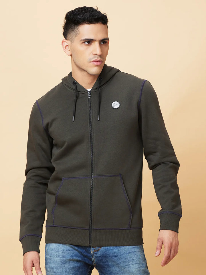 Olive Regular Fit Men's Hoodie by Being Human Clothing