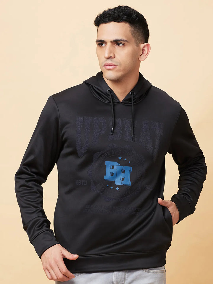 Black Regular Fit Hoodie by Being Human Clothing