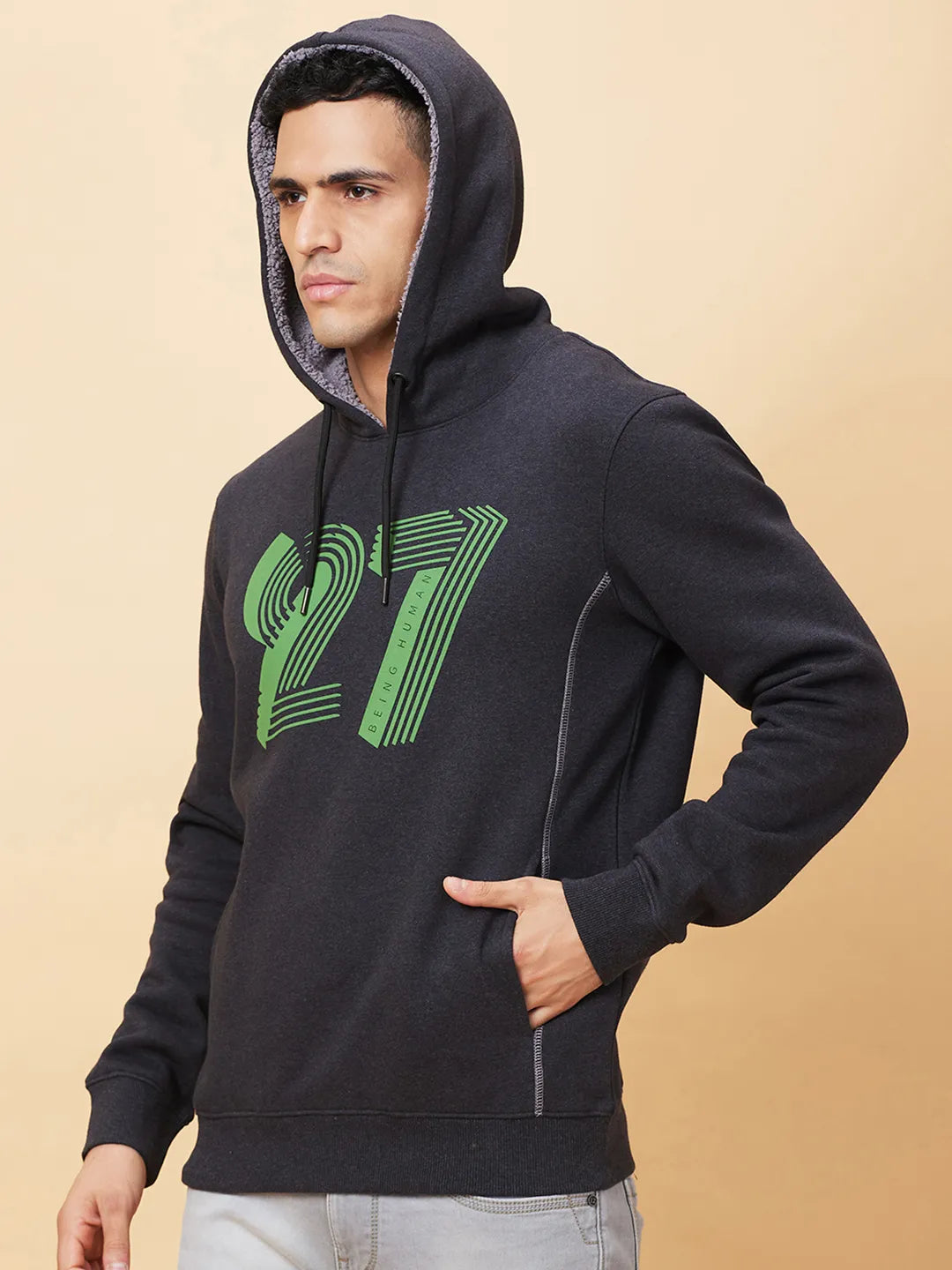 Being Human Clothing Mens-Top Hoody Anthra Mel
