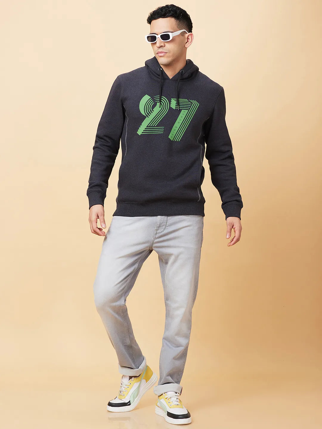 Being Human Clothing Mens-Top Hoody Anthra Mel