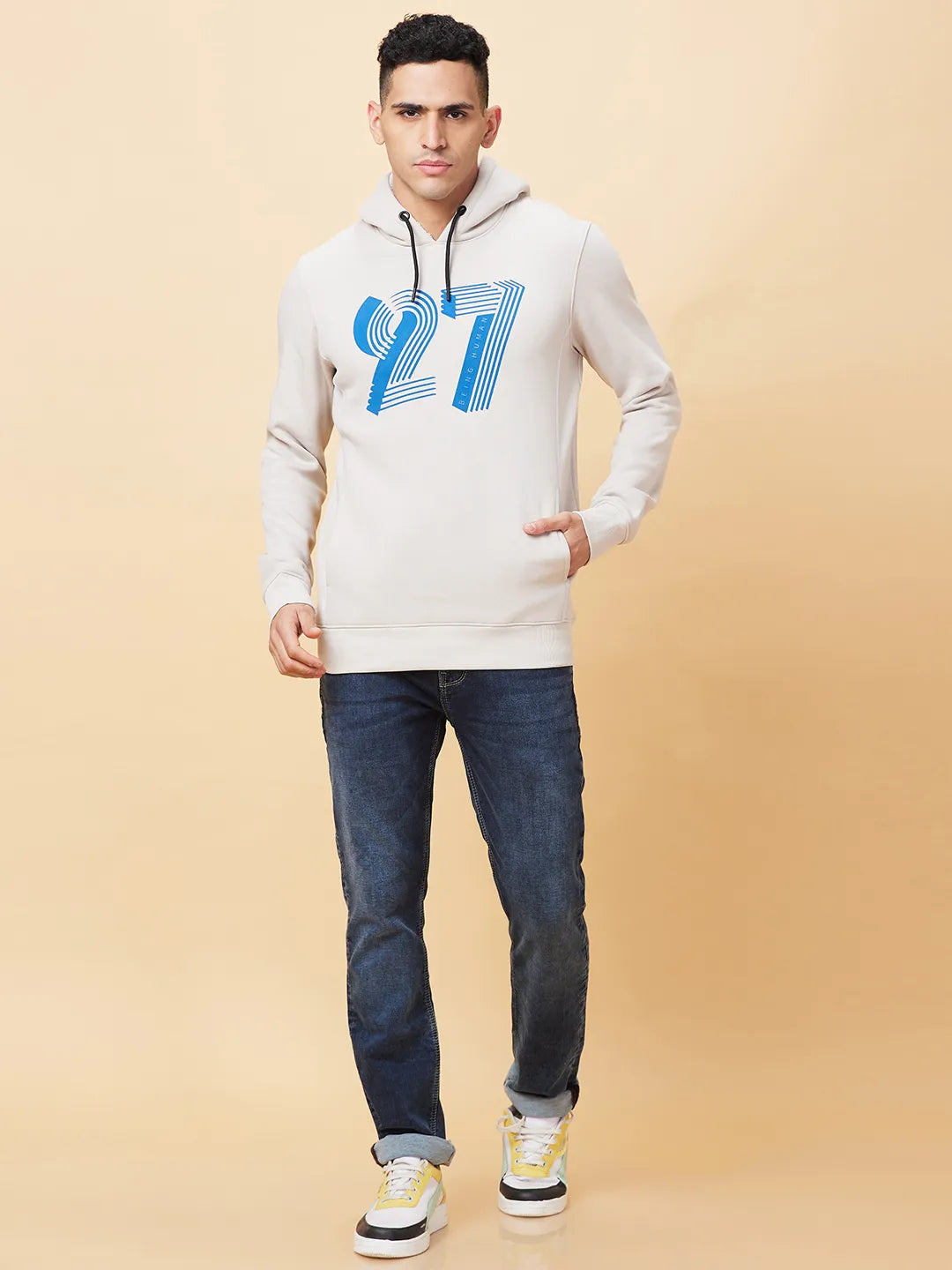 Being Human Clothing Mens-Top Hoody Cement