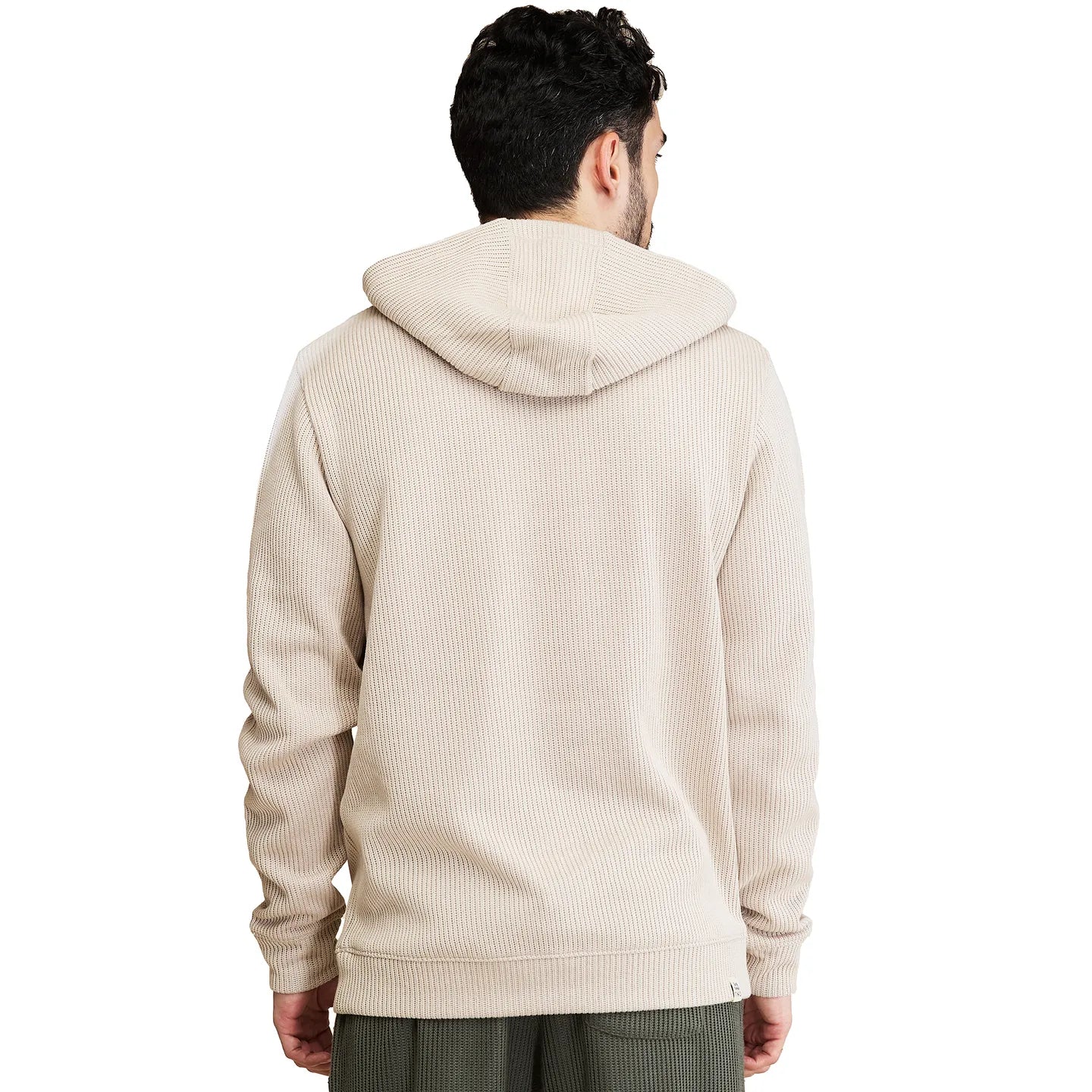 Beige Regular Fit  Long Sleeves Men's Hoodie by Being Human Clothing