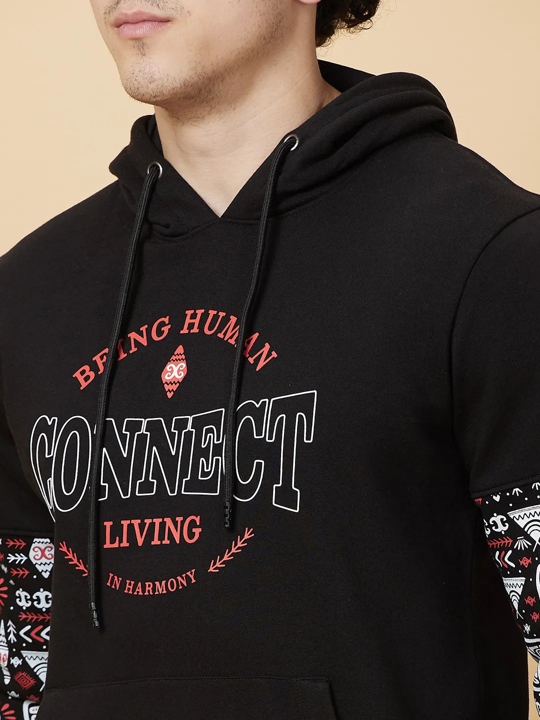 Black Regular Fit Hoodie by Being Human Clothing