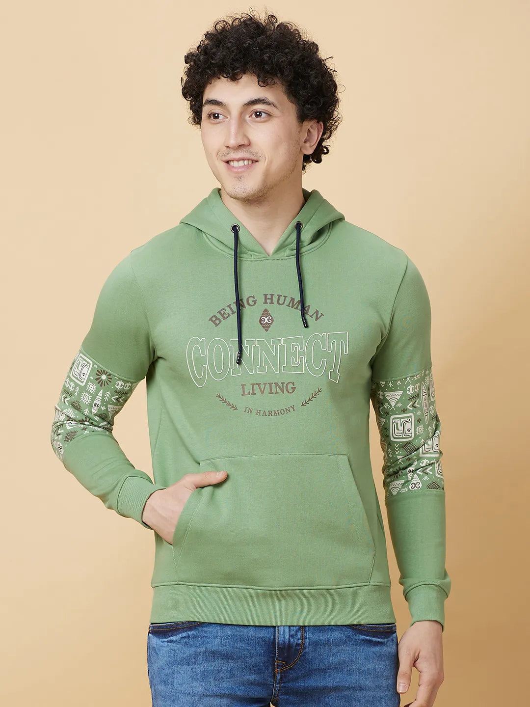 Being Human Clothing Mens-Top Hoody Fern Green