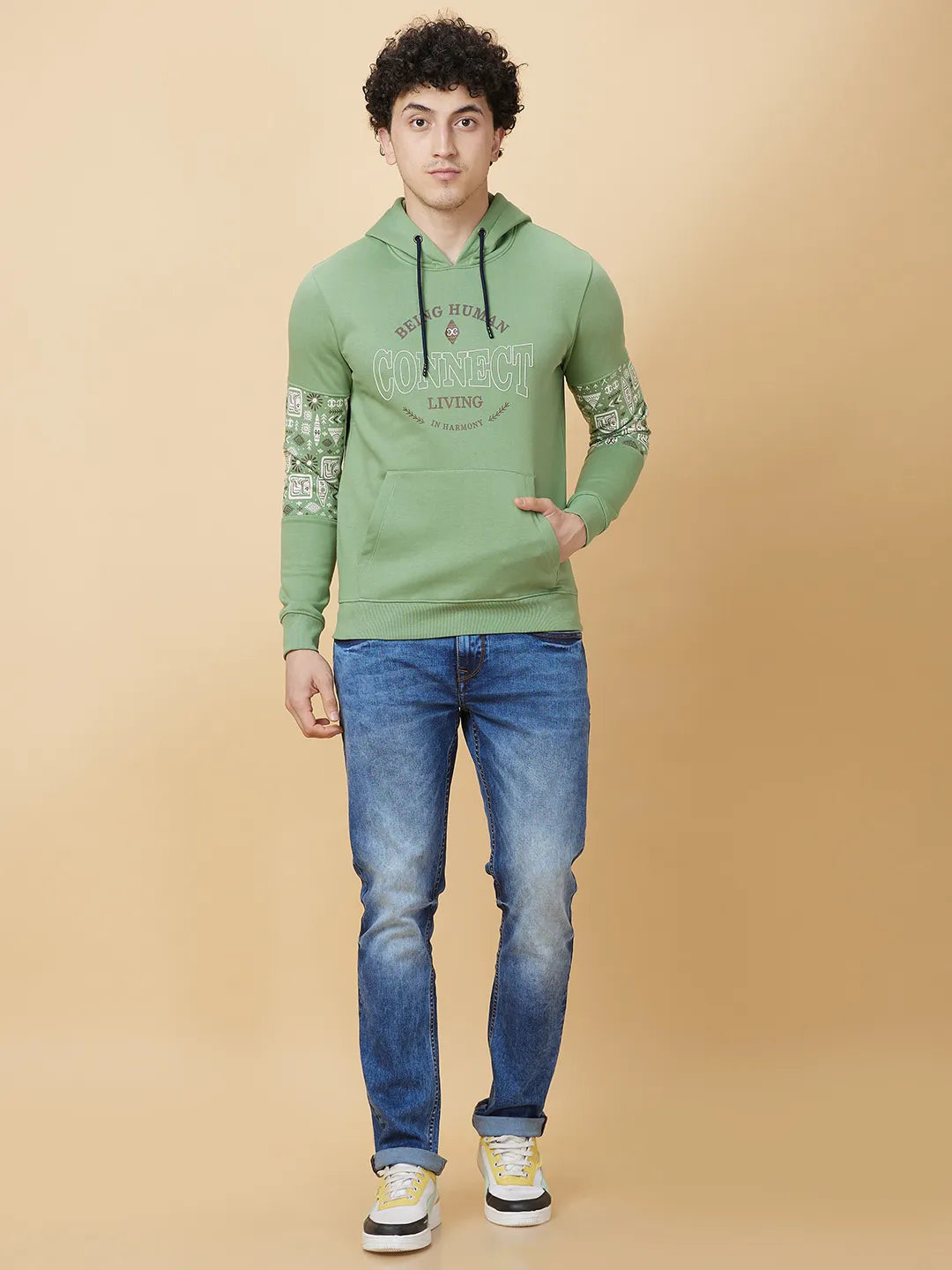 Being Human Clothing Mens-Top Hoody Fern Green