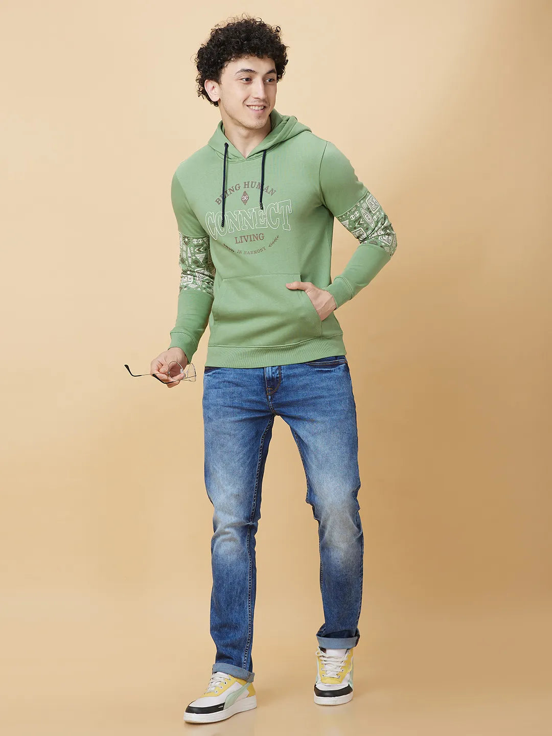 Being Human Clothing Mens-Top Hoody Fern Green