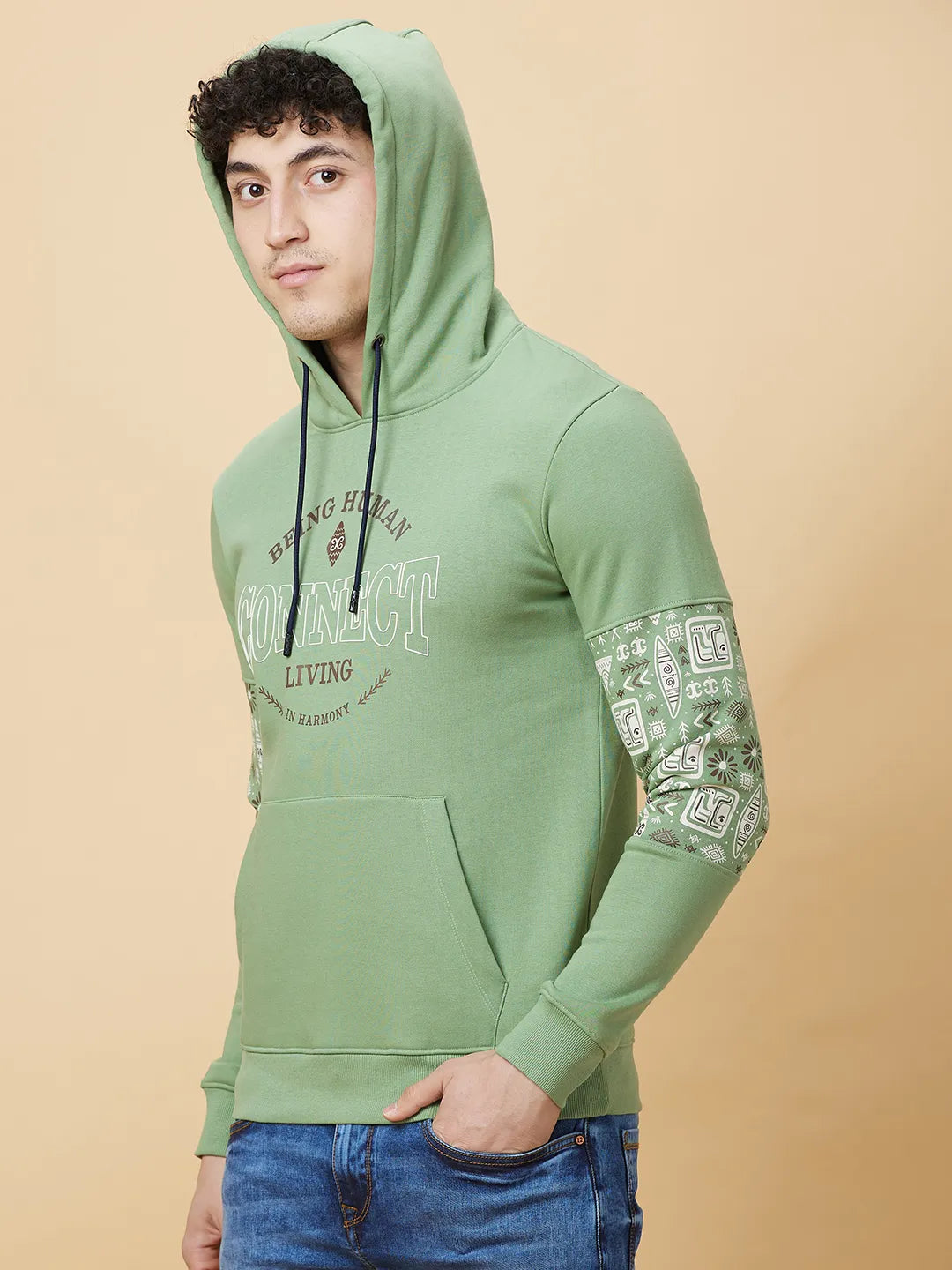 Being Human Clothing Mens-Top Hoody Fern Green