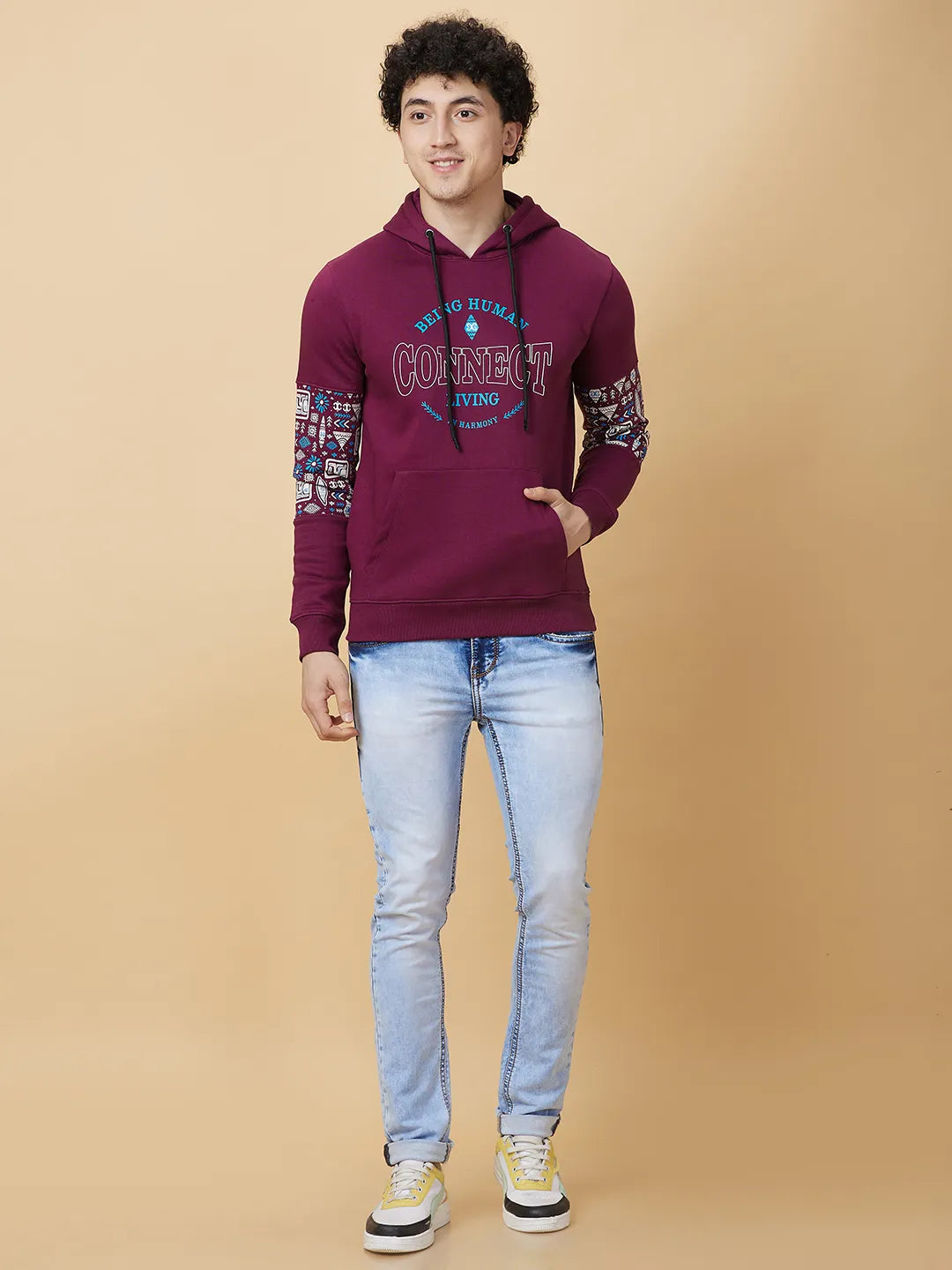 Being Human Clothing Mens-Top Hoody Plum