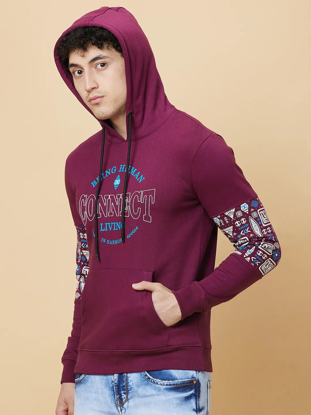 Being Human Clothing Mens-Top Hoody Plum