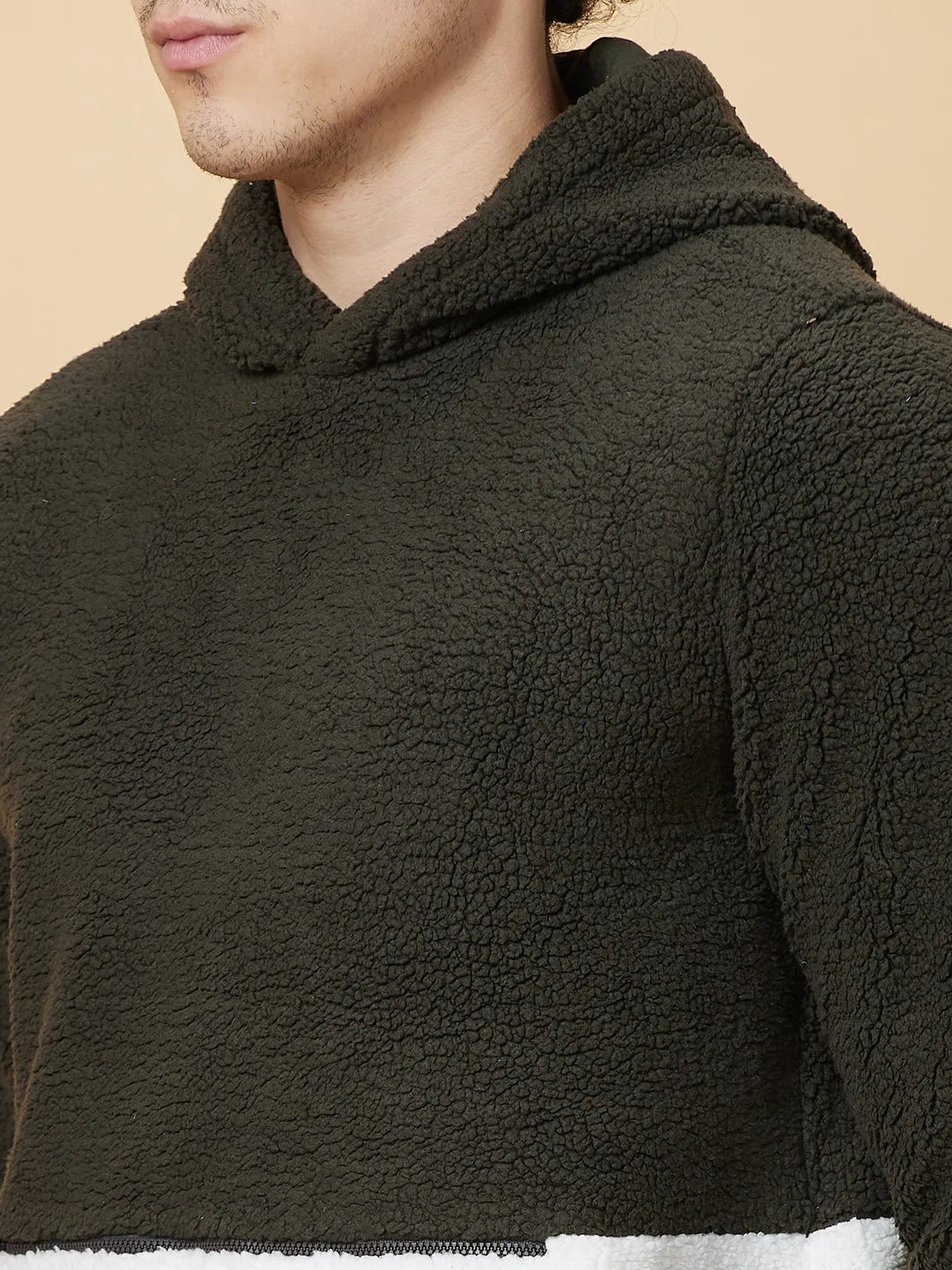 Being Human Clothing Mens-Top Hoody Olive & Ecru