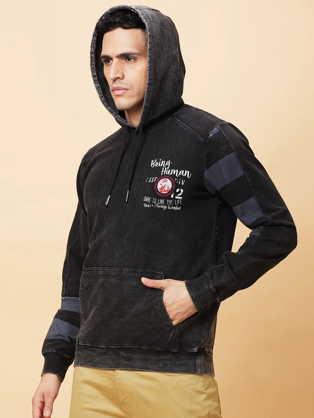 Being Human Clothing Mens-Top Hoody Black